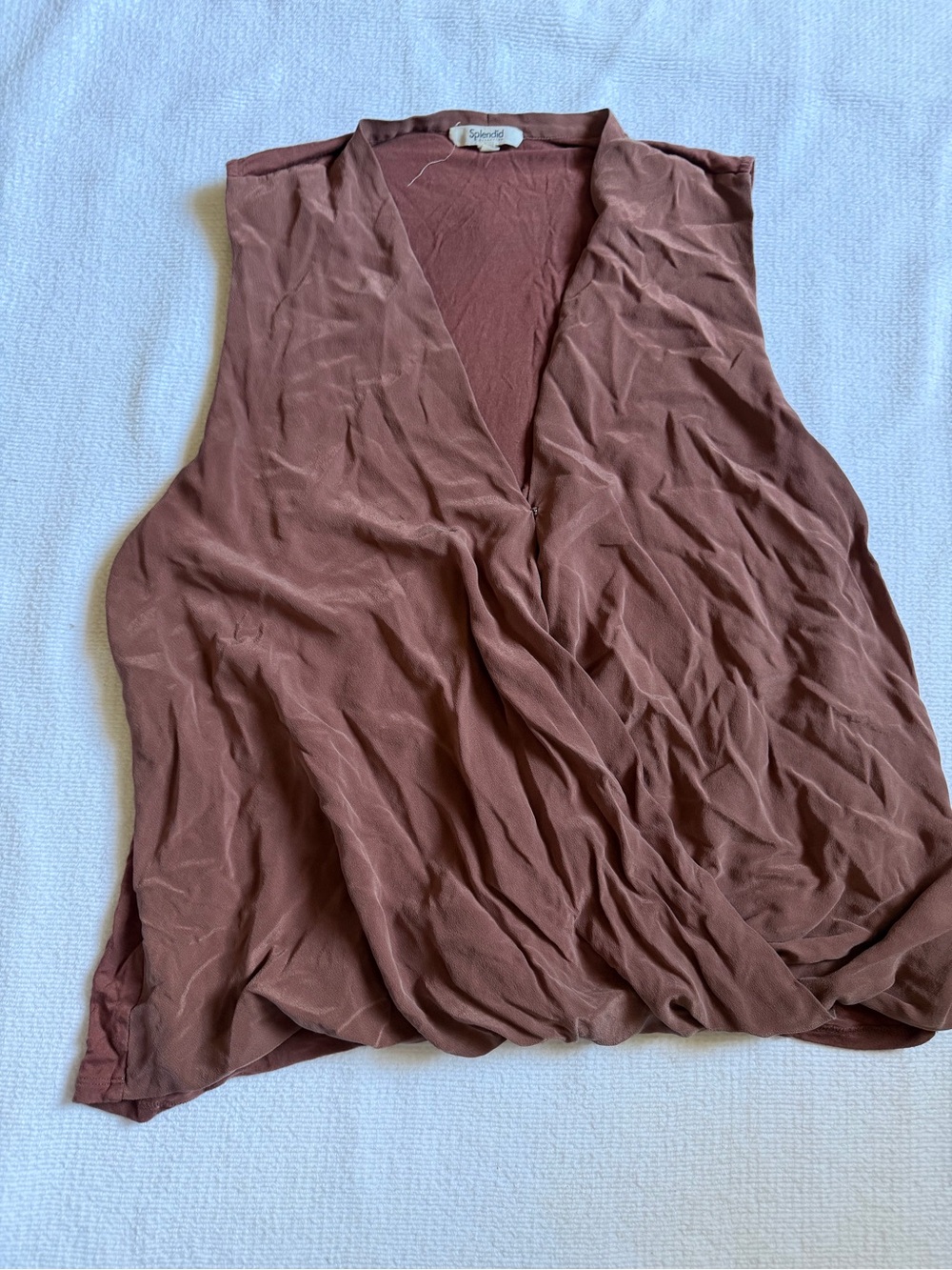 Splendid Draped V-Neck Sleeveless Top - Mauve Rose